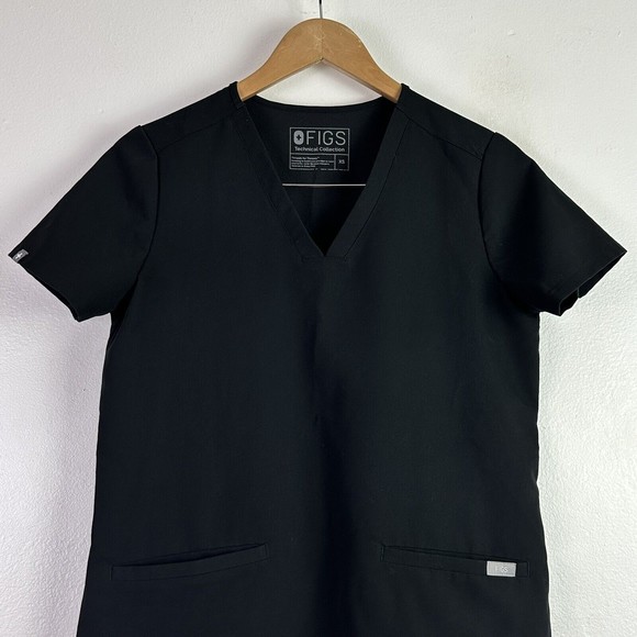 Figs Women's Black "Casma" 3 Pocket Scrub Top Style FW1100 Size XS - Picture 2 of 11